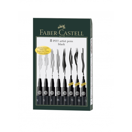 Pochette Complet 8 Feutres Pitt Noirs Faber Castell