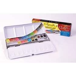 Boîte d\'aquarelles extra-fines 12 demi-godets + 6 gratuits sennelier