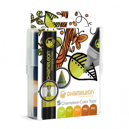 Colors Tops - Pack de 5 feutres aux couleurs terres Chameleon