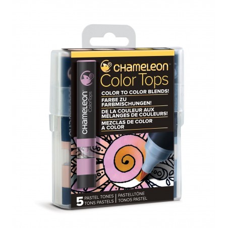 Colors Tops - Pack de 5 feutres aux couleurs pastels Chameleon
