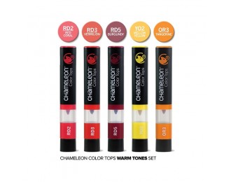 Colors Tops - Pack de 5 feutres aux couleurs chaudes Chameleon