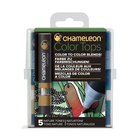 Colors Tops - Pack de 5 feutres aux couleurs nature Chameleon
